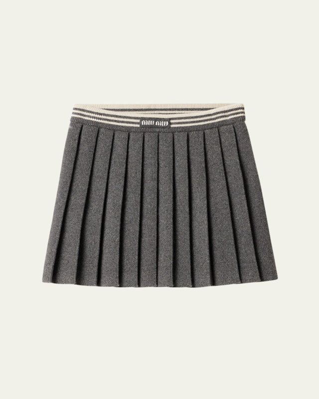 Mini Pleated Cashmere Wool Skirt